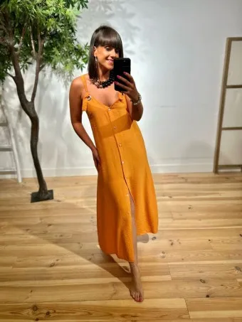 Vestido Largo Arandelas SWABBY Naranja