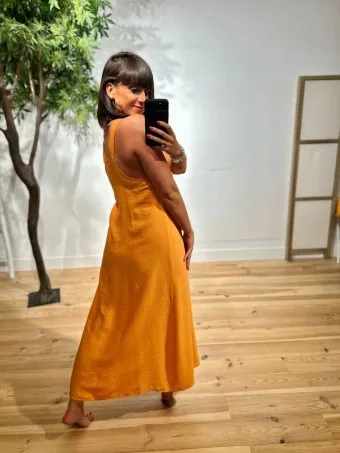Vestido Largo Arandelas SWABBY Naranja