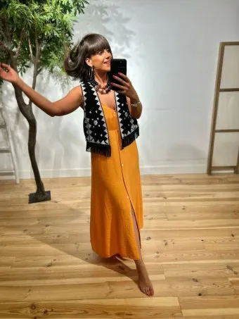 Vestido Largo Arandelas SWABBY Naranja