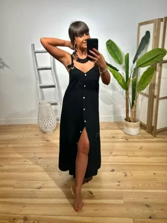 Vestido Largo Arandelas SWABBY Negro