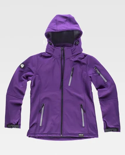 Workshell de mujer con capucha y detalles reflectantes Morado