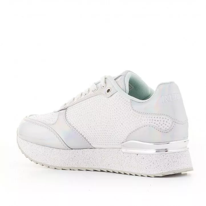 Zapatillas deportivas Replay blancas con detalles plateados