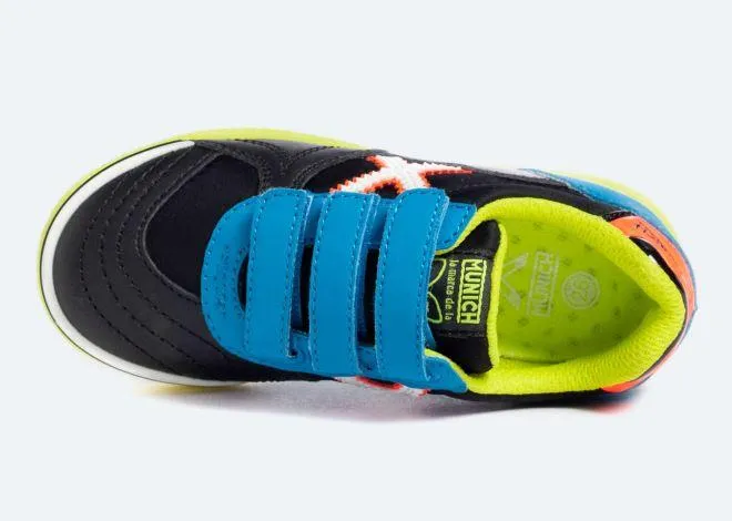 ZAPATILLAS MUNICH G3 PATCH KID 218 VELCRO NEGRO/AZUL/AMARILLO
