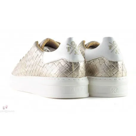 ZAPATILLAS POPA PIEL TRENZADO METALIZADO