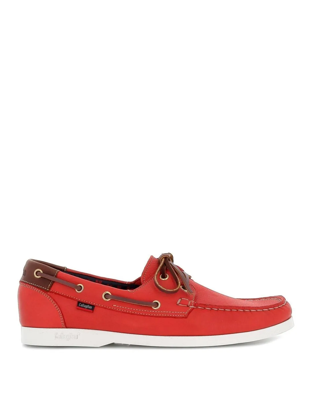 Zapato tipo nautico de piel para hombre rojo Callaghan