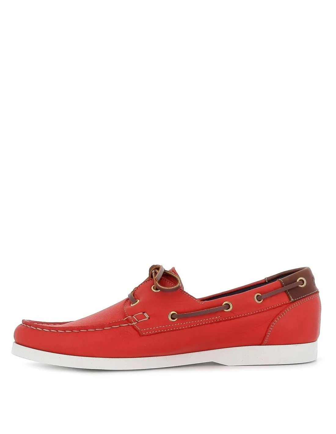 Zapato tipo nautico de piel para hombre rojo Callaghan
