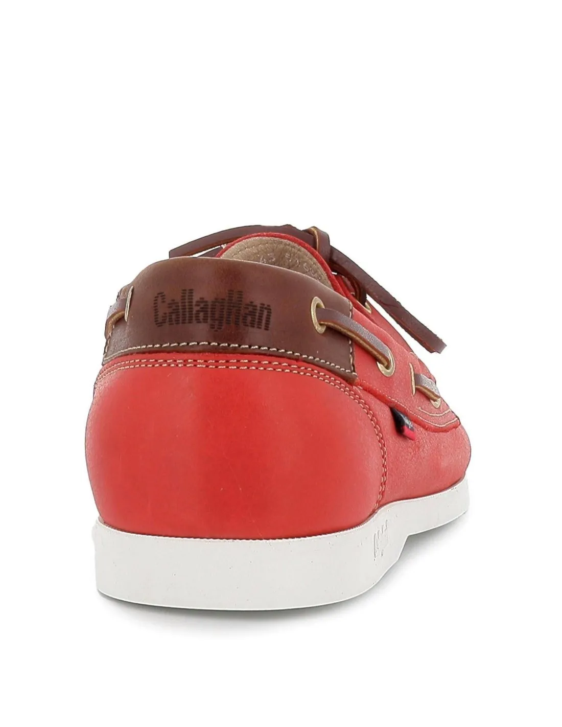 Zapato tipo nautico de piel para hombre rojo Callaghan