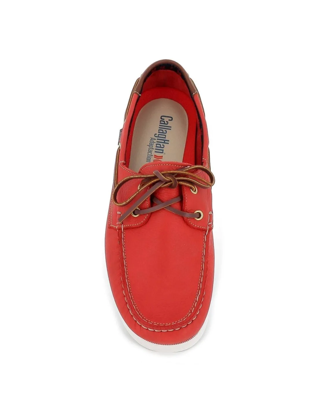 Zapato tipo nautico de piel para hombre rojo Callaghan