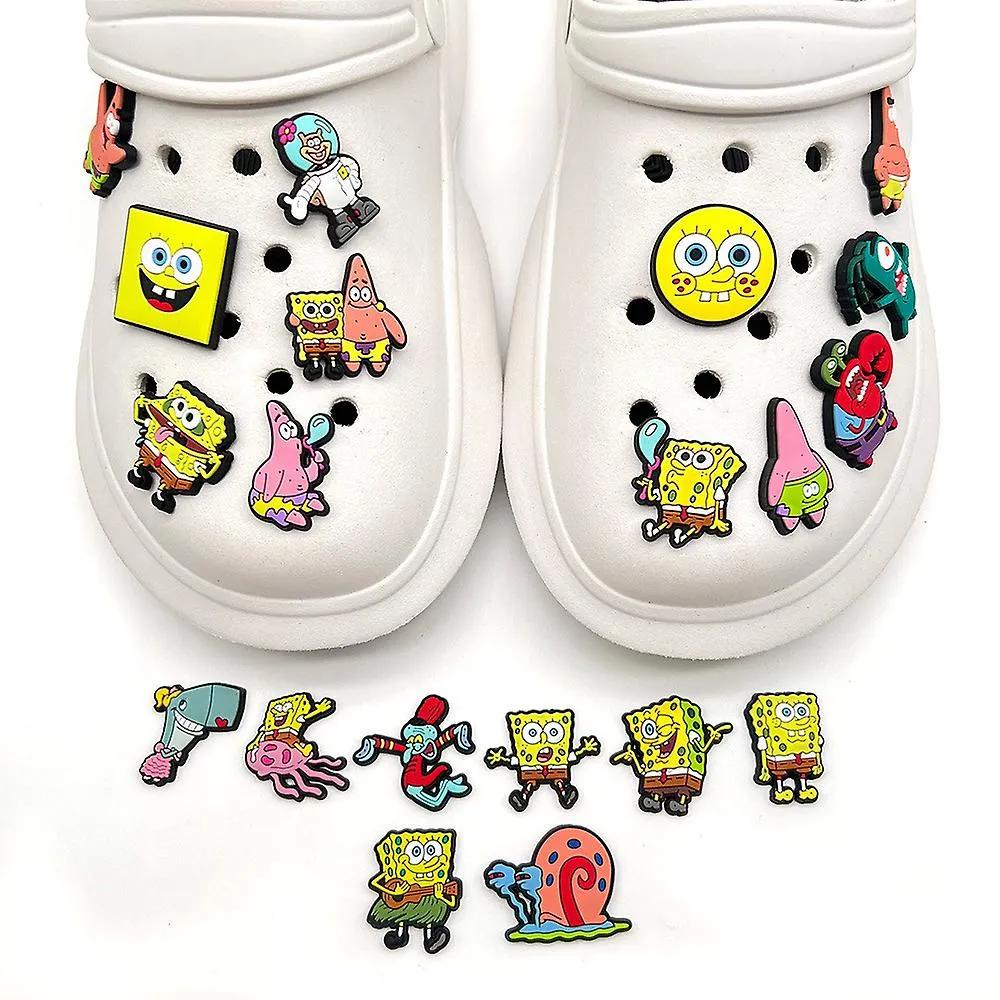 Zapatos Accesorios 20 Piezas Bob Esponja Serie Pantalones Cuadrados Personajes Zapatos Encantos Para Crocs Zueco Sandalias Decor
