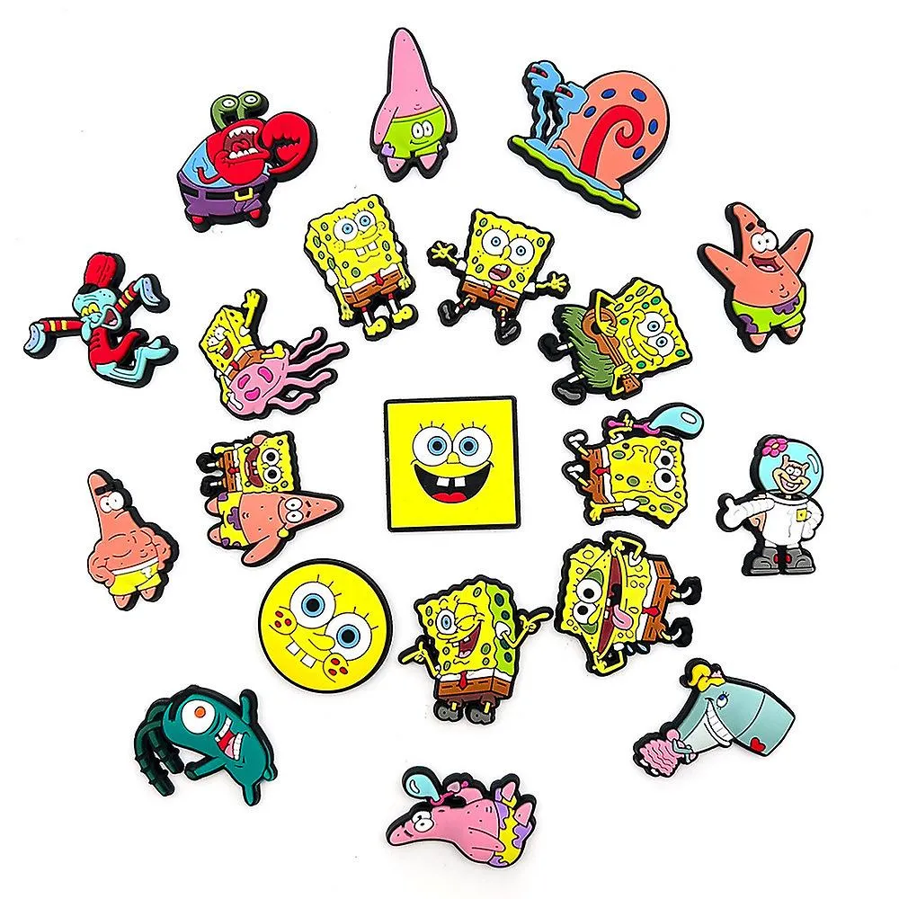 Zapatos Accesorios 20 Piezas Bob Esponja Serie Pantalones Cuadrados Personajes Zapatos Encantos Para Crocs Zueco Sandalias Decor