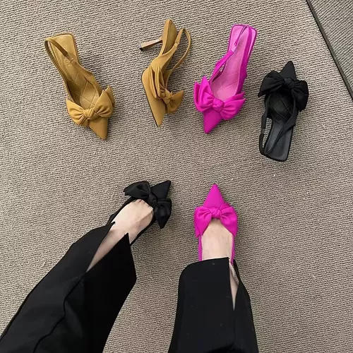 Zapatos De Moda Lazo Tacón Bajo Sandalias Elegantes De Mujer