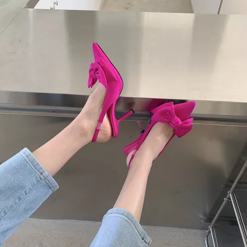 Zapatos De Moda Lazo Tacón Bajo Sandalias Elegantes De Mujer