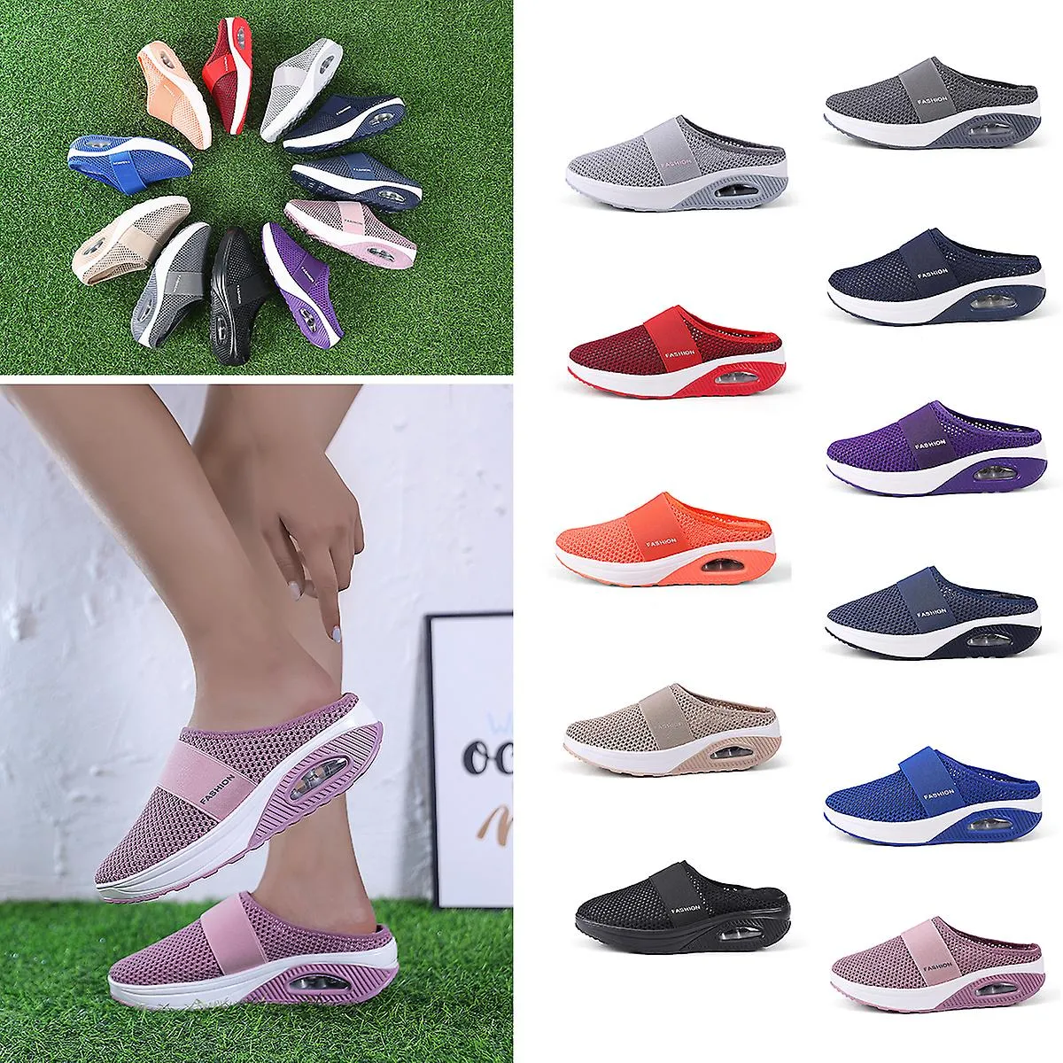 ZAPATOS DE MUJER DE GRAN TAMAñO ZAPATOS SEMICONFIABLES COJíN DE AIRE FONDO DE EQUILIBRIO ZAPATILLAS CONVENIENTES