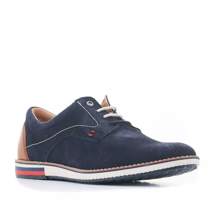 Zapatos sport Lobo de piel azules con detalles en marró y rojo