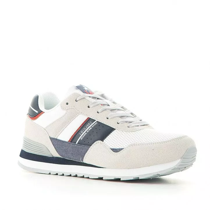 Zapatos sport Lois  blancas combinadas con detalles azules